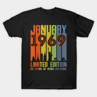 January 1969 55 Years Of Being Awesome Limited Edition T-Shirt